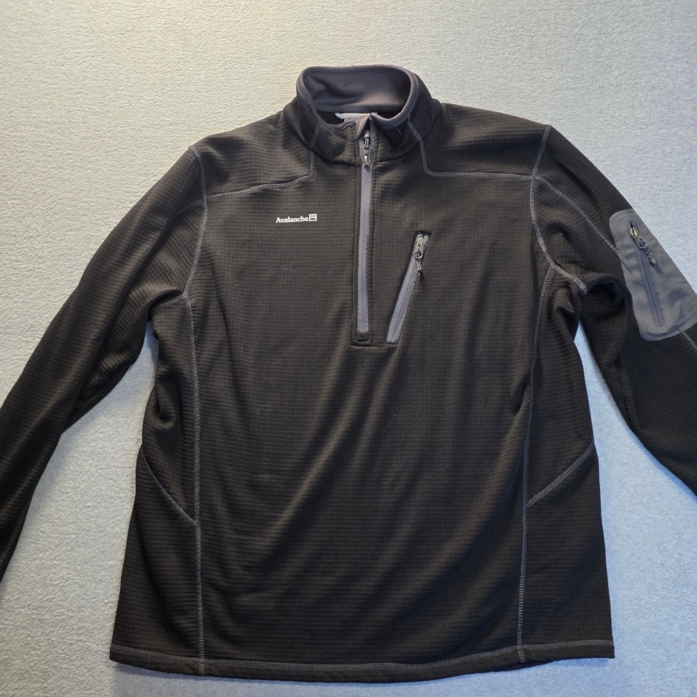 Avalanche 1/4 Zip Sweater Mens L Black Performance Fleece Pullover Hiking Trail